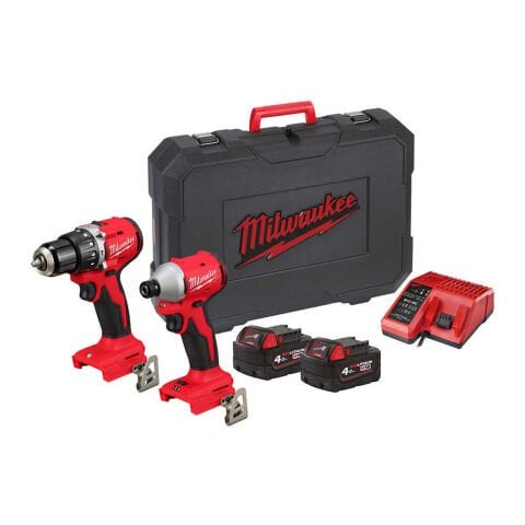 Milwaukee M18 BLCPP2A-402C - 2’Lİ SET (Kömürsüz Darbeli Matkap & Kömürsüz Darbeli Vidalama)