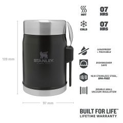Stanley Klasik Yemek Termosu ve Kaşık Siyah 0,40 Lt.