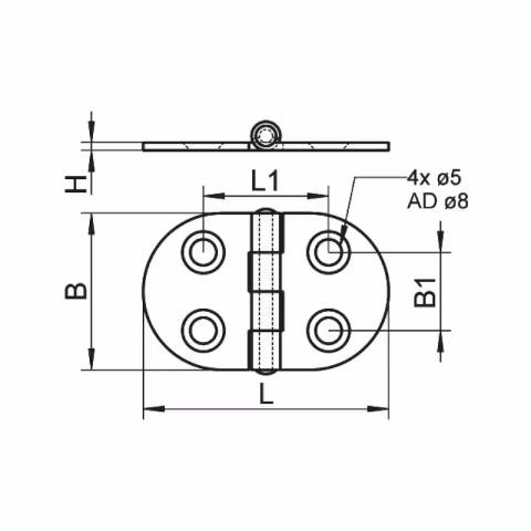 Würth Fransız Dolap Menteşesi A2 Paslanmaz Çelik - 47X30X1,5 mm