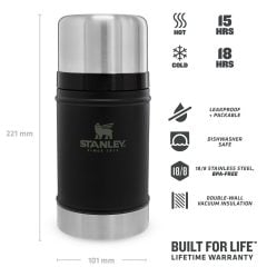 Stanley Classic Vakumlu Çelik Yemek Termosu 0.70 Lt Siyah