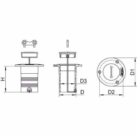 Würth Anahtarlı Dolum Kapağı A4 Paslanmaz Çelik (Yakıt)  D 51,5
