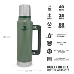Stanley Classic Vakumlu Çelik Termos 1.4 Lt yeşil