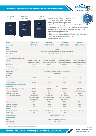 TommaTech C ProX 4.2K 24V Tek Faz Akıllı İnverter