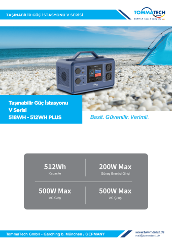 TommaTech Mobil Güç Istasyonu V Serisi-500W-512WH-PLUS