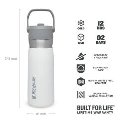 Stanley The Iceflow™ Flip Straw Su Termosu 0,65L Beyaz
