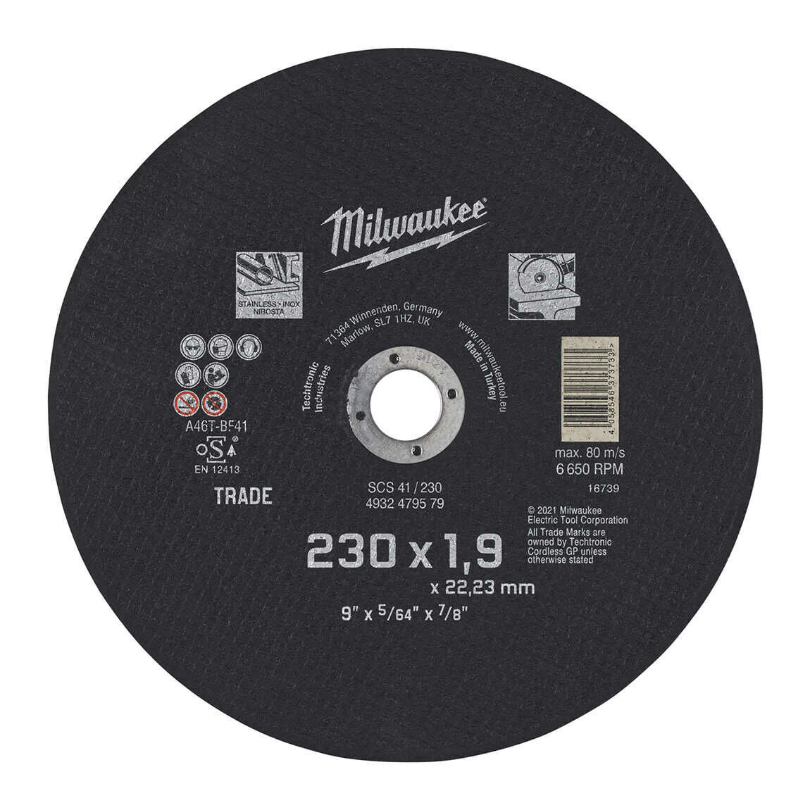 Milwaukee İnox SCS 41 230X1.9 mm Taş Metal Kesme Taşı