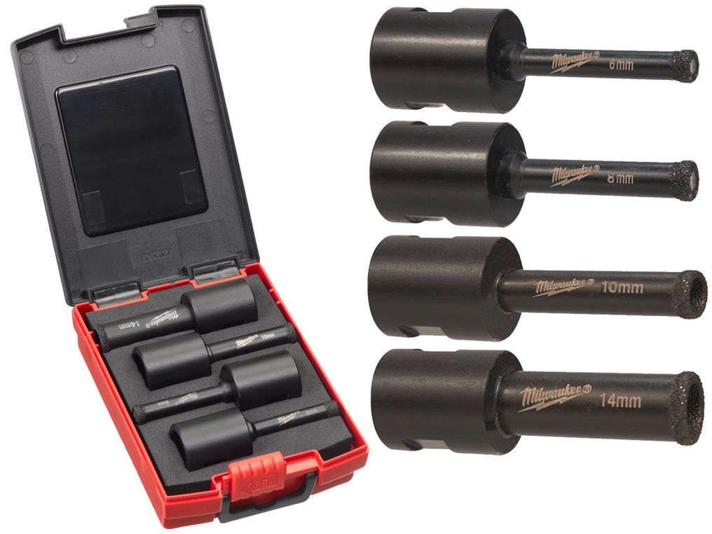 MILWAUKEE M14 ELMAS FAYANS DELİCİ SET - 4'lü (6,8,10,14 mm)