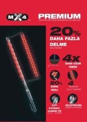 MILWAUKEE SDS-PLUS MX4 SERİSİ 4 ELMASLI BETON MATKAP UCU