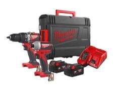 Milwaukee M18 BLPP2A2-502X Kömürsüz Darbeli Matkap ve Kömürsüz 1/4 ̋ Hex Darbeli Vidalama İkili Set
